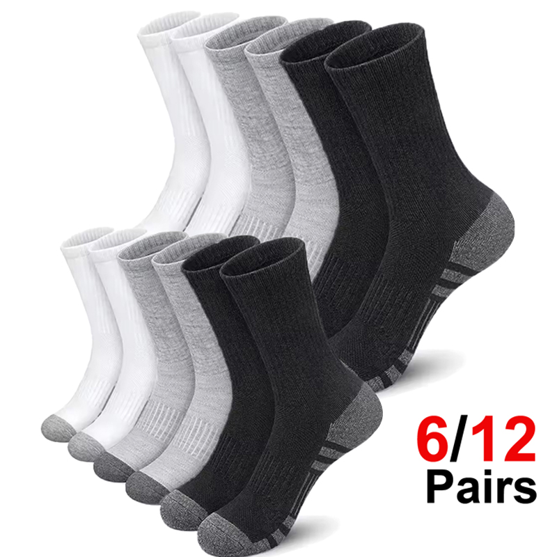 Cotton Crew Sock Pack - 남성용 6켤레 팩 고성능 운동용 크루삭스
