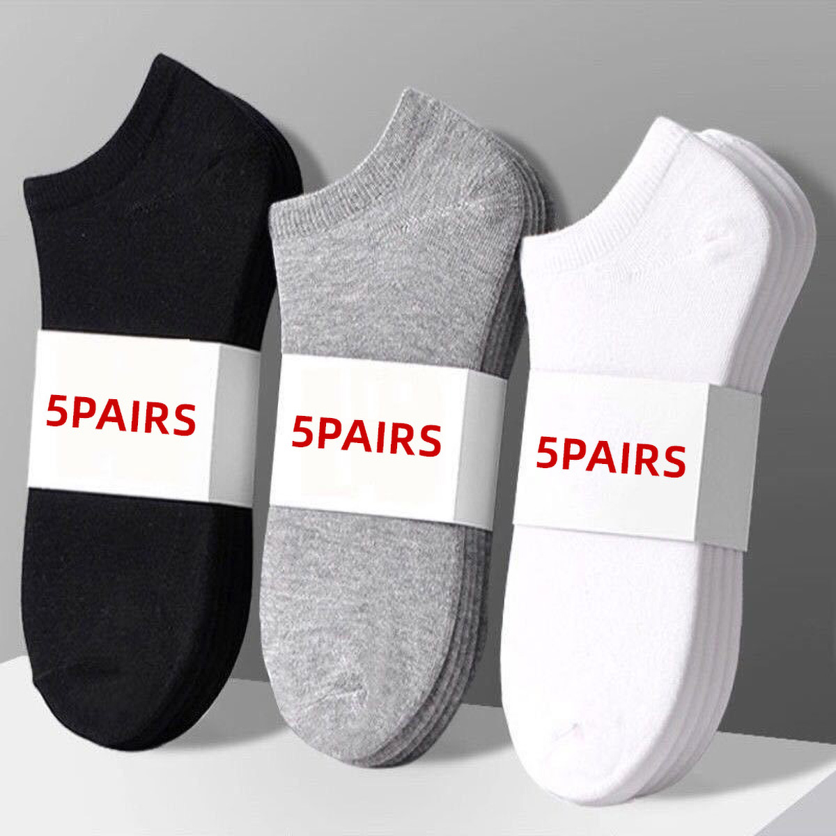 No Show Sock Women - 5켤레 유니섹스 캐주얼 무지 보트 양말
