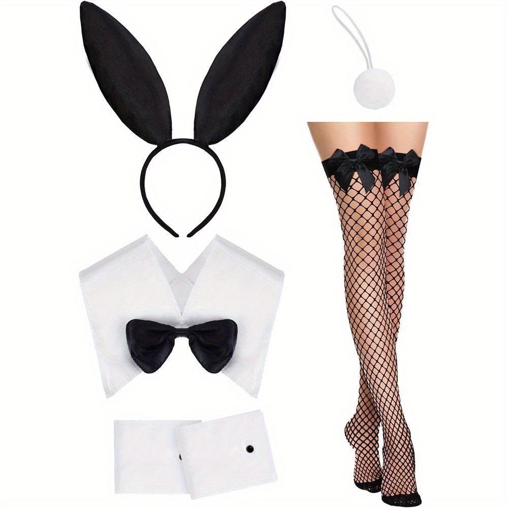 Fishnet Stocking Women - 여성용 의상 세트, 토끼 귀, 나비