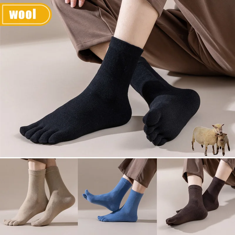 Thermal Sock Winter - 남성용 울 다섯 손가락 양말 짧고