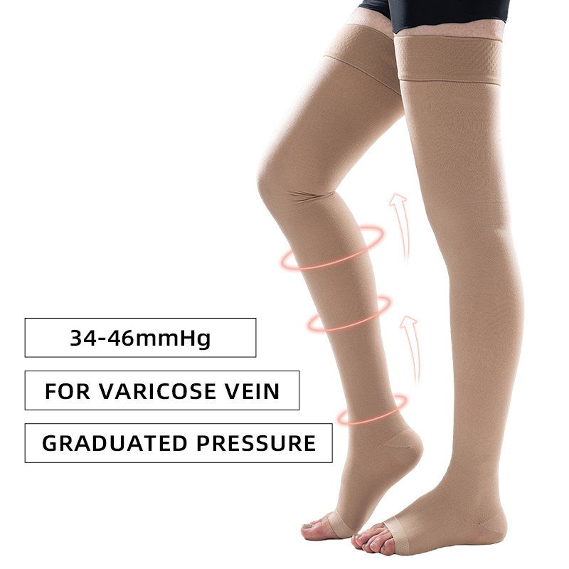 Compression Sock Medical - 1 쌍 허벅지 높은 오픈 발가락