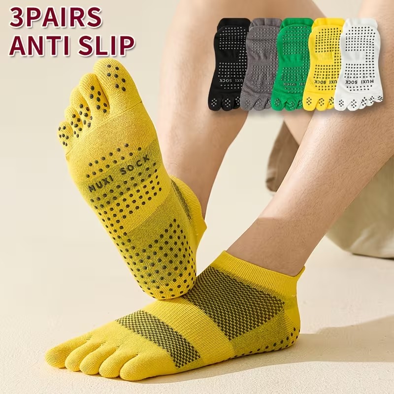 Grip Sock Yoga - 남성용 3켤레 발가락 양말 미끄럼 방지