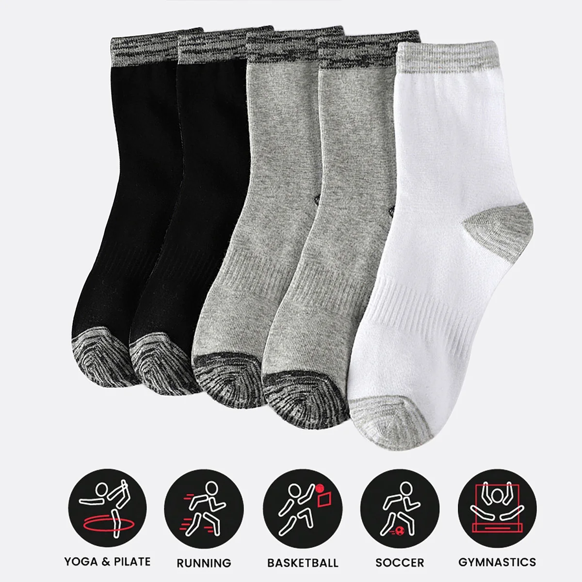 Athletic Sock Cushion - 1/5 쌍 남성용 운동 양말 스포츠