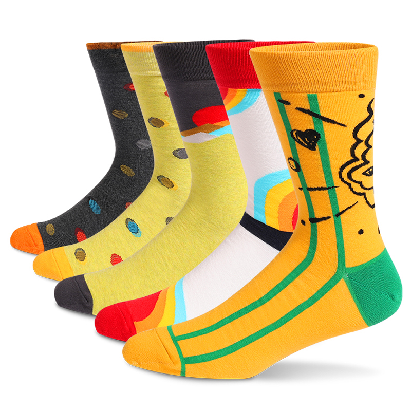 Cotton Crew Sock Pack - 남성용 재미있는 원피스 양말, 패턴 재미있는