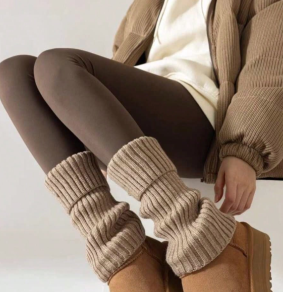 Boot Sock Slouchy - 여성 캐주얼 리브 니트 레그 워머