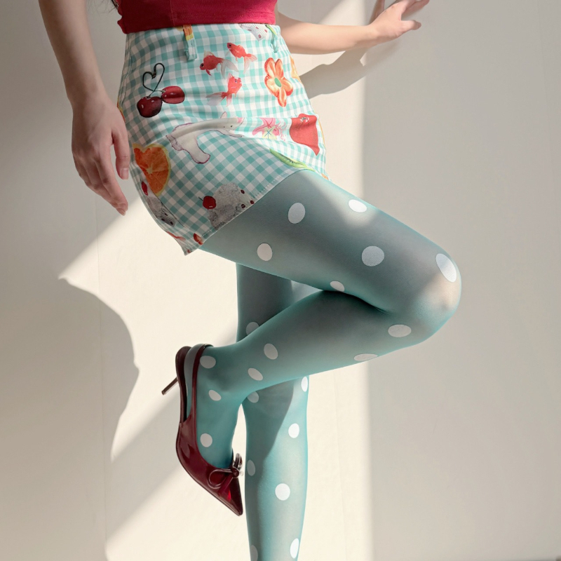 Tights Pantyhose Sheer - 여성용 레트로 폴카 도트 시스루 타이즈,