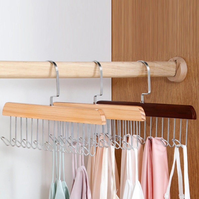 Sock Organizer Tray - 단단한 나무 8 후크 옷걸이 다기능