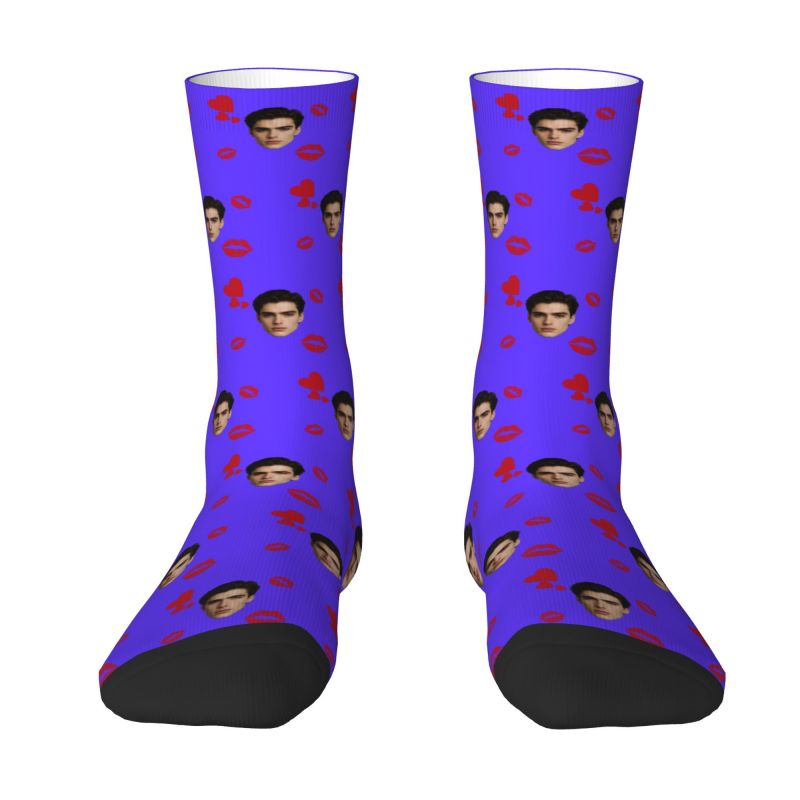 Dress Sock Men - 하트가 있는 맞춤형 얼굴 사진 남성용