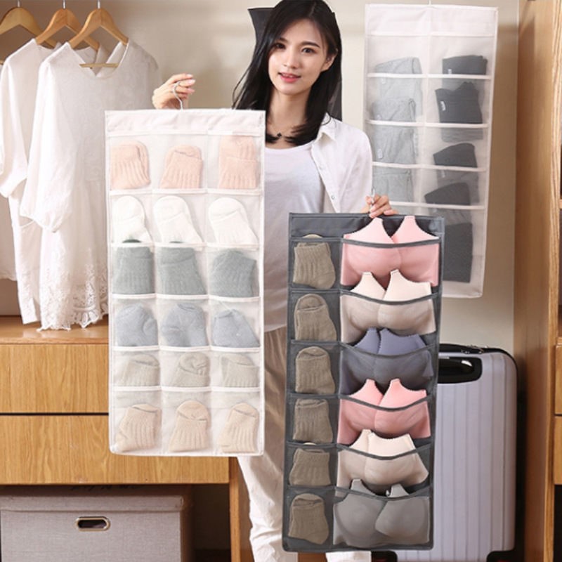 Sock Organizer Tray - 벽걸이형 패브릭 속옷 양말 수납 정리함