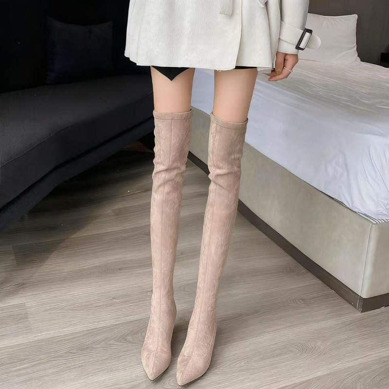 Knee High Sock Women - 섹시한 여성용 부츠, 뾰족한 앞코, 무릎