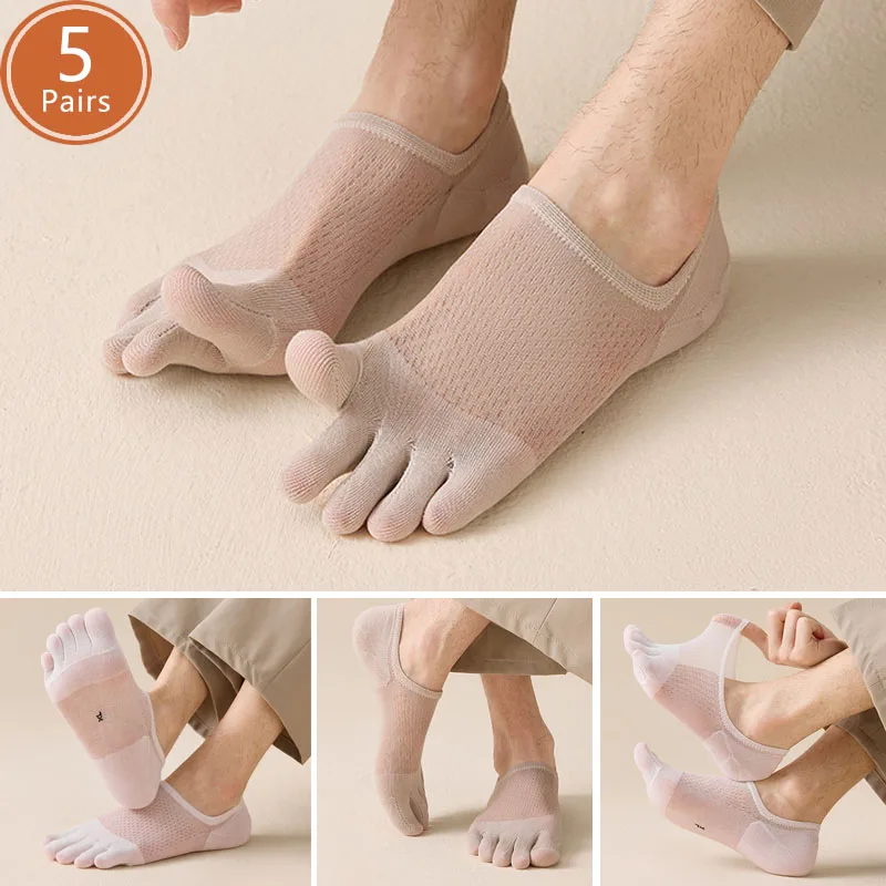 Ankle Sock Low Cut - 5 쌍 남성 여름 얇은 발가락