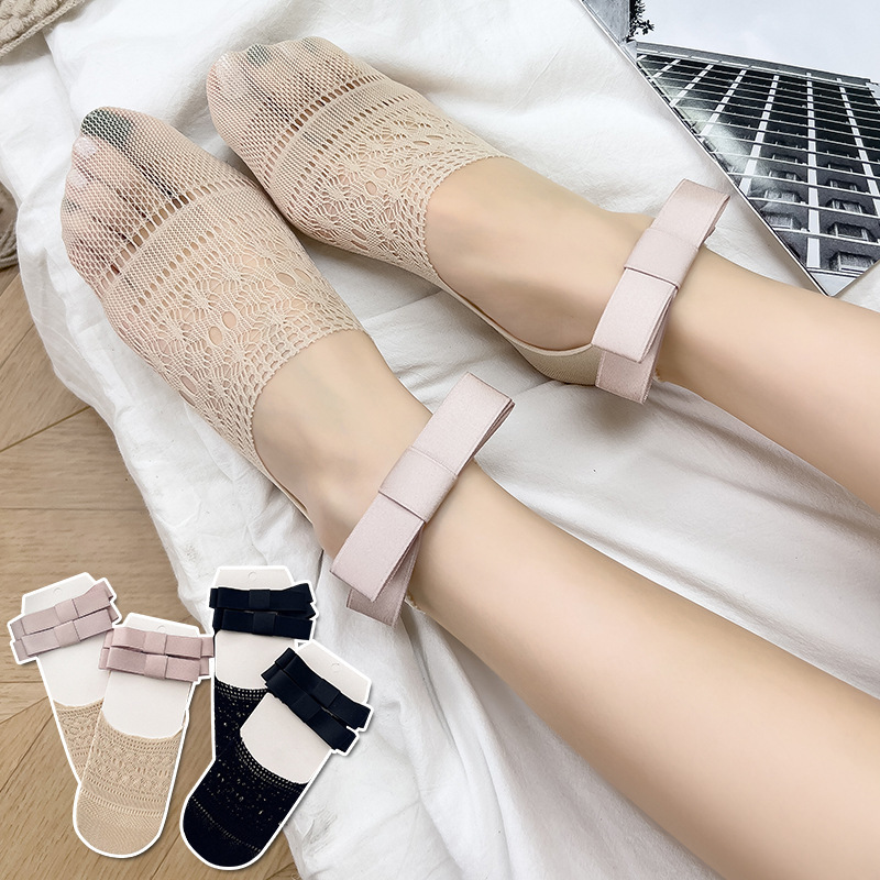 Invisibility Sock Loafer - 발레 스타일 여아용 양말, 로리타 레이스업
