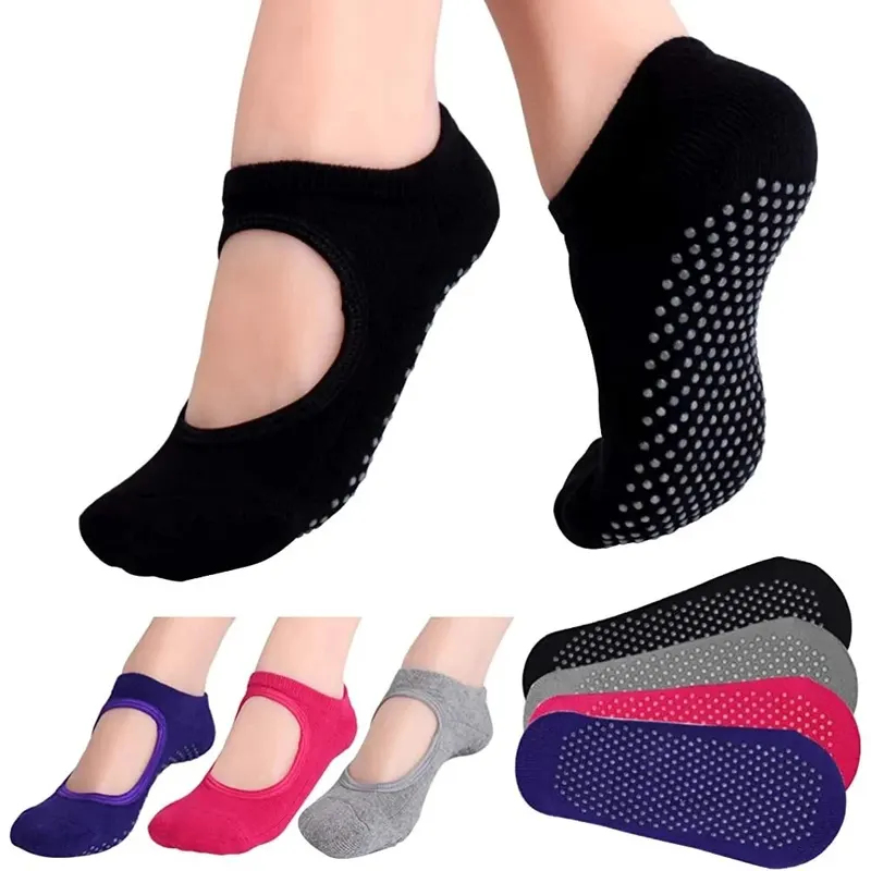 Grip Sock Yoga - 백리스 논슬립 피트니스 요가 양말 코튼