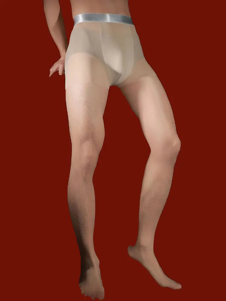 Tights Pantyhose Sheer - 섹시한 남성용 무봉제 실버 허리 팬티스타킹,