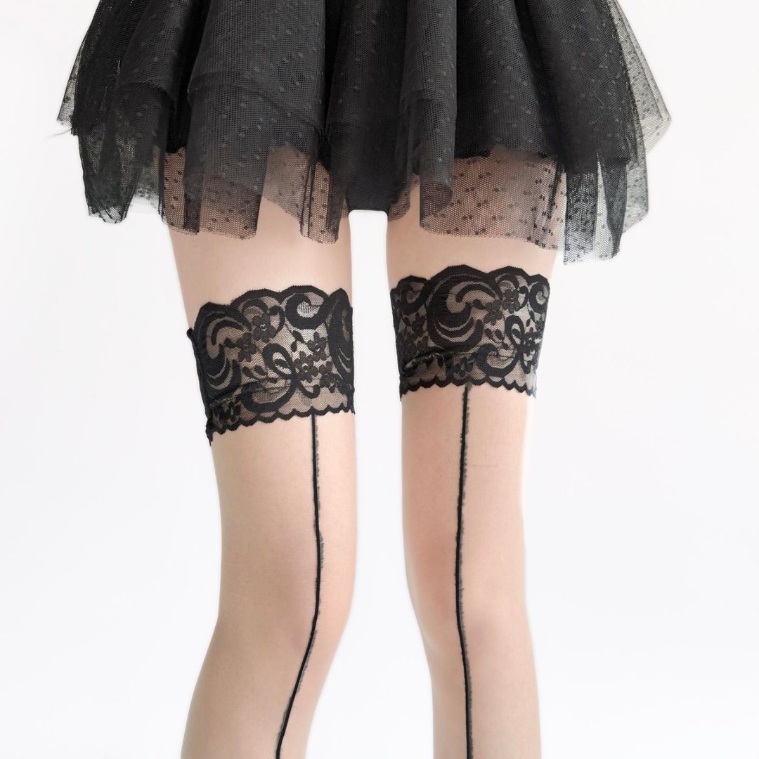 레이스 탑 시스루 허벅지까지 오는 스타킹, 뒷면 솔기가 - Thigh High Sock Stay Up 리뷰 및 가격
