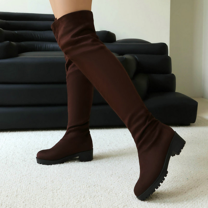 인조 스웨이드 가죽 플록 슬립온 여성 신발 블랙 스트레 - Knee High Sock Women 리뷰 및 가격