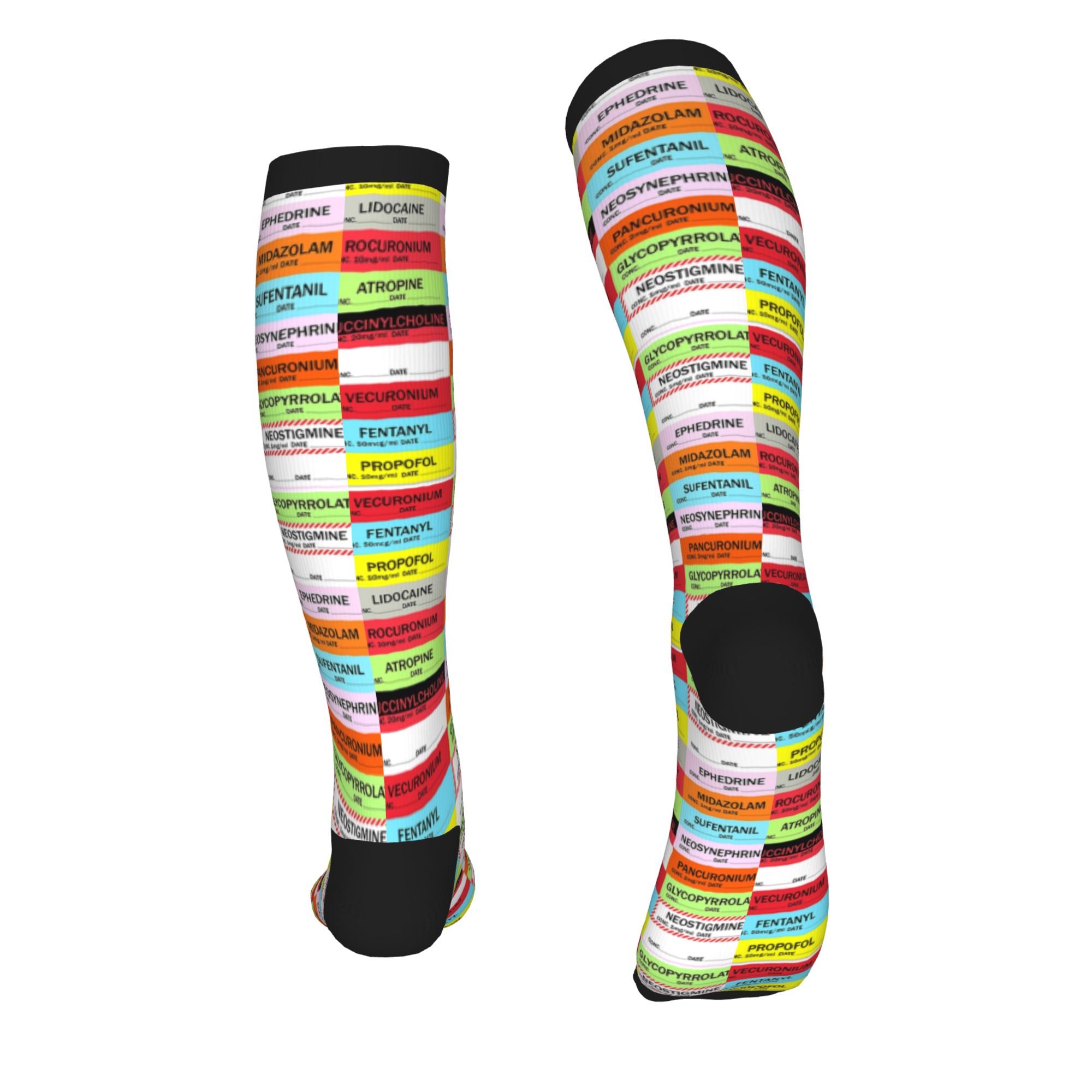 참신한 프린트 무늬의 마취약 라벨 양말, 신축성 있는  - Compression Sock Medical 리뷰 및 가격