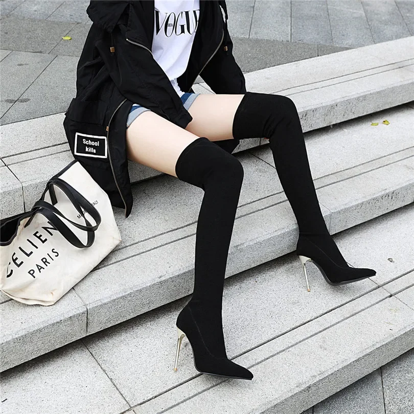 플러스 사이즈 스트레치 레오파드 오버 니 부츠, 하이  - Knee High Sock Women 리뷰 및 가격
