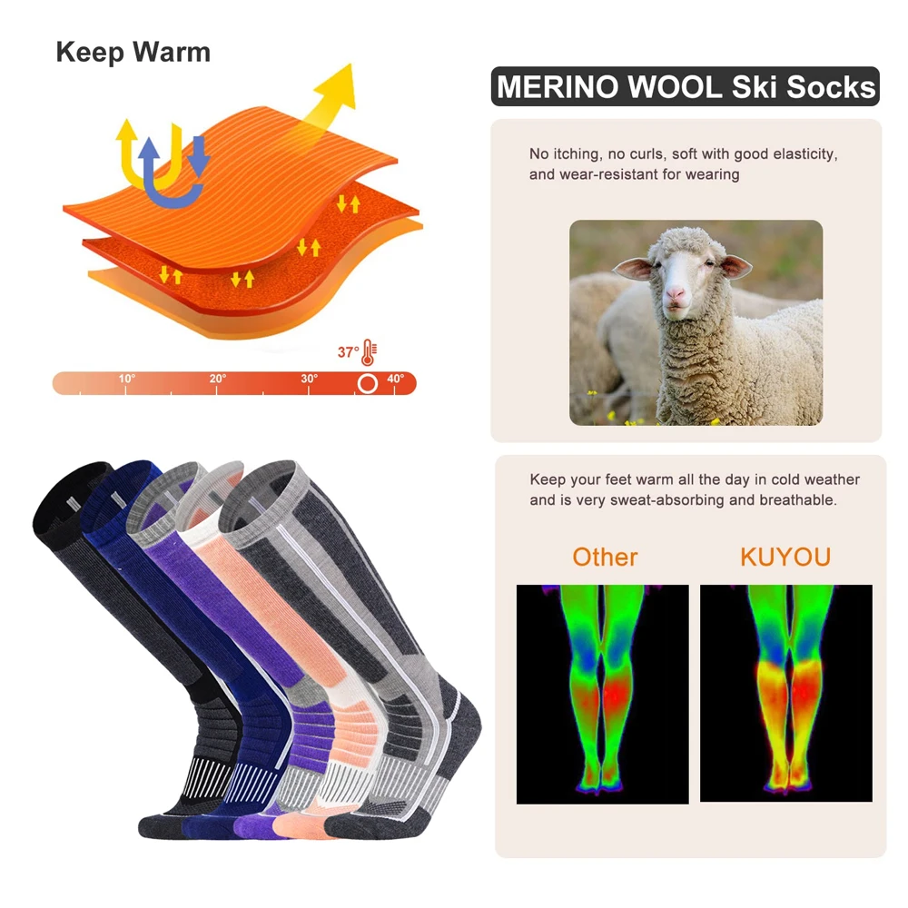 1 쌍 메리노 울 열 양말 남성 여성 겨울 긴 따뜻한  - Wool Hiking Sock 리뷰 및 가격