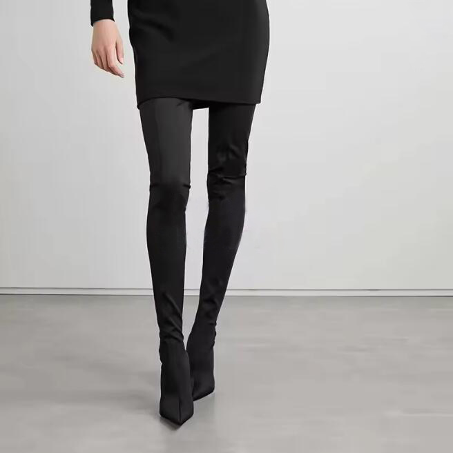 섹시한 레오파드 무늬 오버니 스트레치 양말 부츠, 뾰족 - Knee High Sock Women 리뷰 및 가격