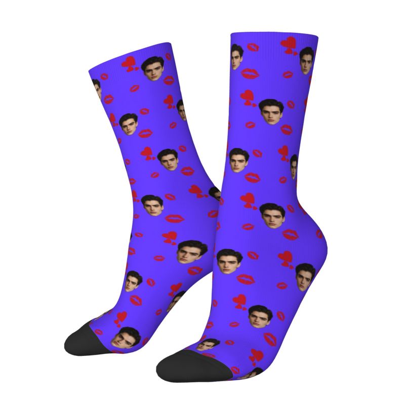 하트가 있는 맞춤형 얼굴 사진 남성용 크루 양말 유니섹 - Dress Sock Men 리뷰 및 가격