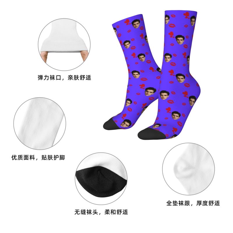 하트가 있는 맞춤형 얼굴 사진 남성용 크루 양말 유니섹 - Dress Sock Men 리뷰 및 가격