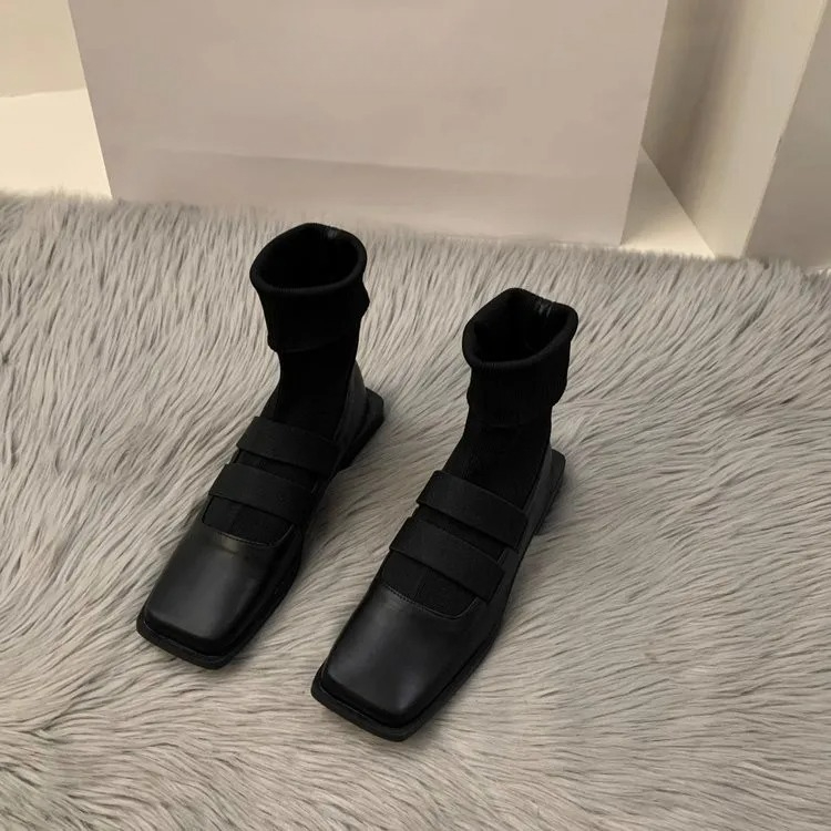 영국 스타일 스퀘어 니트 양말 부츠, 여성용 앵클 부츠 - No Show Sock Women 리뷰 및 가격
