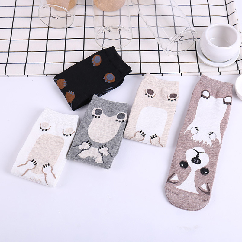 5켤레/팩 재미있는 만화 강아지 참신한 디자인의 하라주 - Cotton Crew Sock Pack 리뷰 및 가격