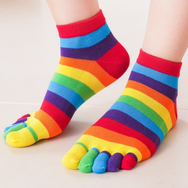 여성용 양말 무지개 줄무늬 다섯 손가락 스플릿 토 코튼 - Toe Sock Split 리뷰 및 가격