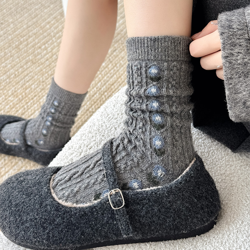 한국식 달콤한 꽃무늬 울 중간 길이 양말 케이블 니트  - Boot Sock Slouchy 리뷰 및 가격