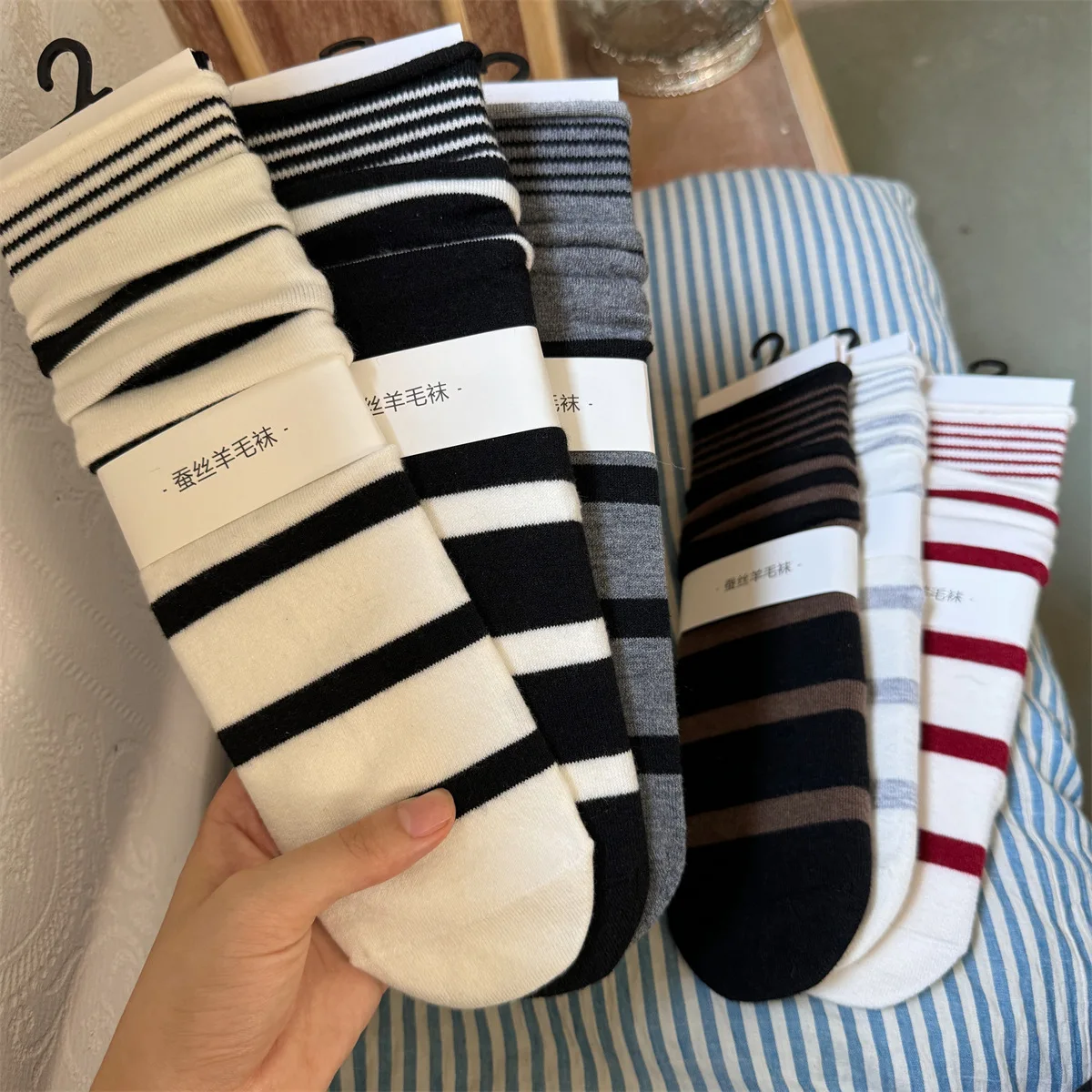 여성용 스트라이프 울 실크 양말, 부드럽고 따뜻한 통기 - Silk Sock Bamboo 리뷰 및 가격