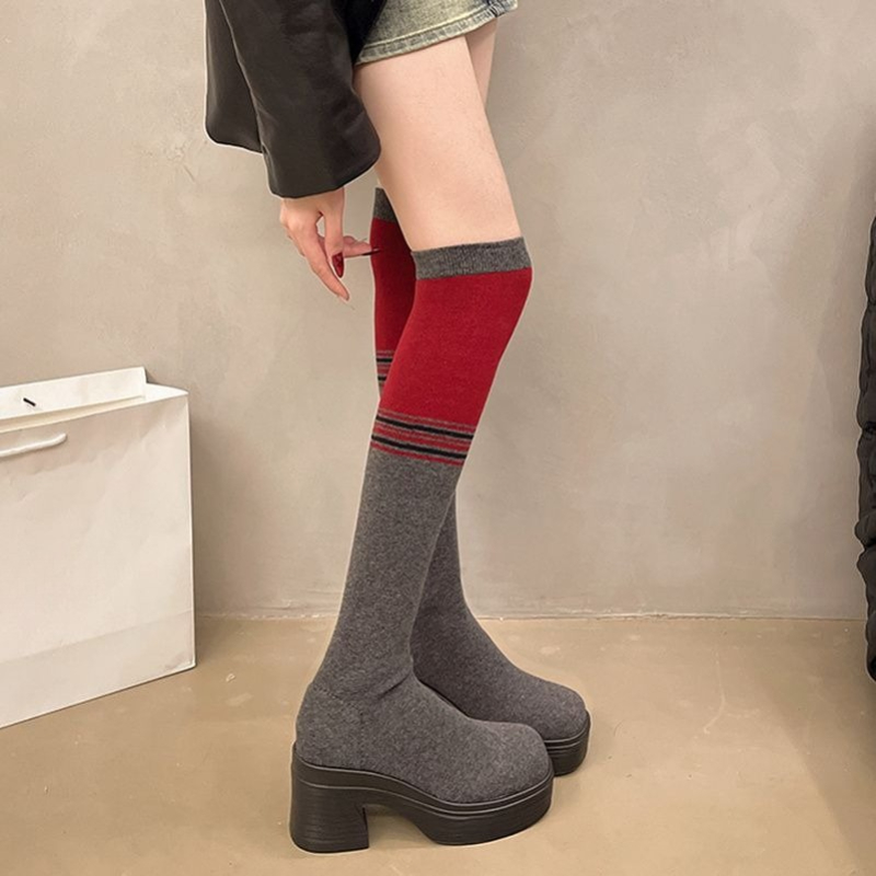 한국 스타일 여성 2025 가을 겨울 니트 신축성 컬러 - Knee High Sock Women 리뷰 및 가격